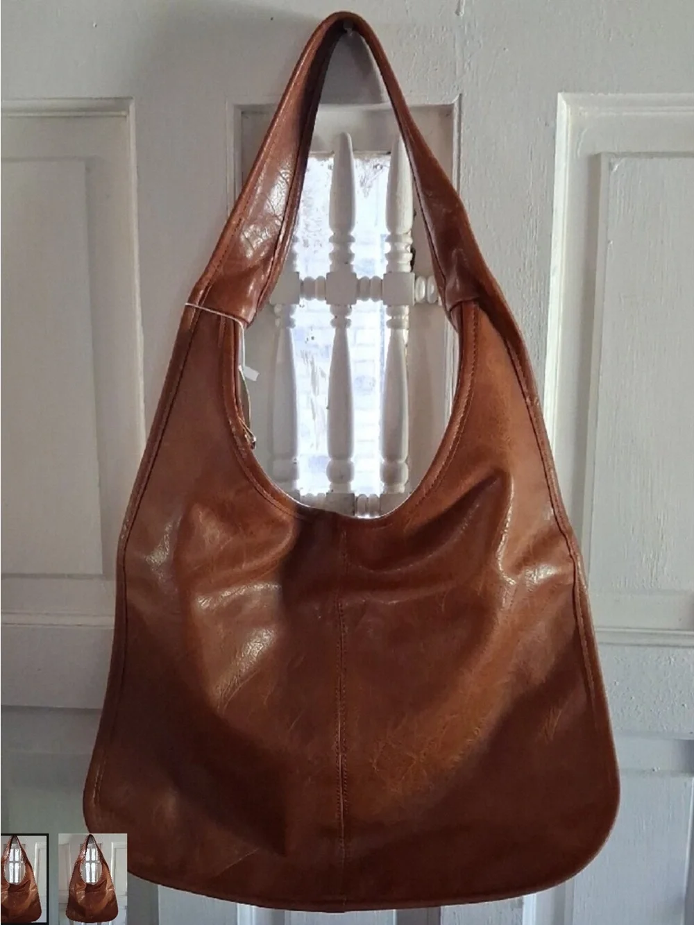 NEWBELLA Cognac Leather Hobo Bag